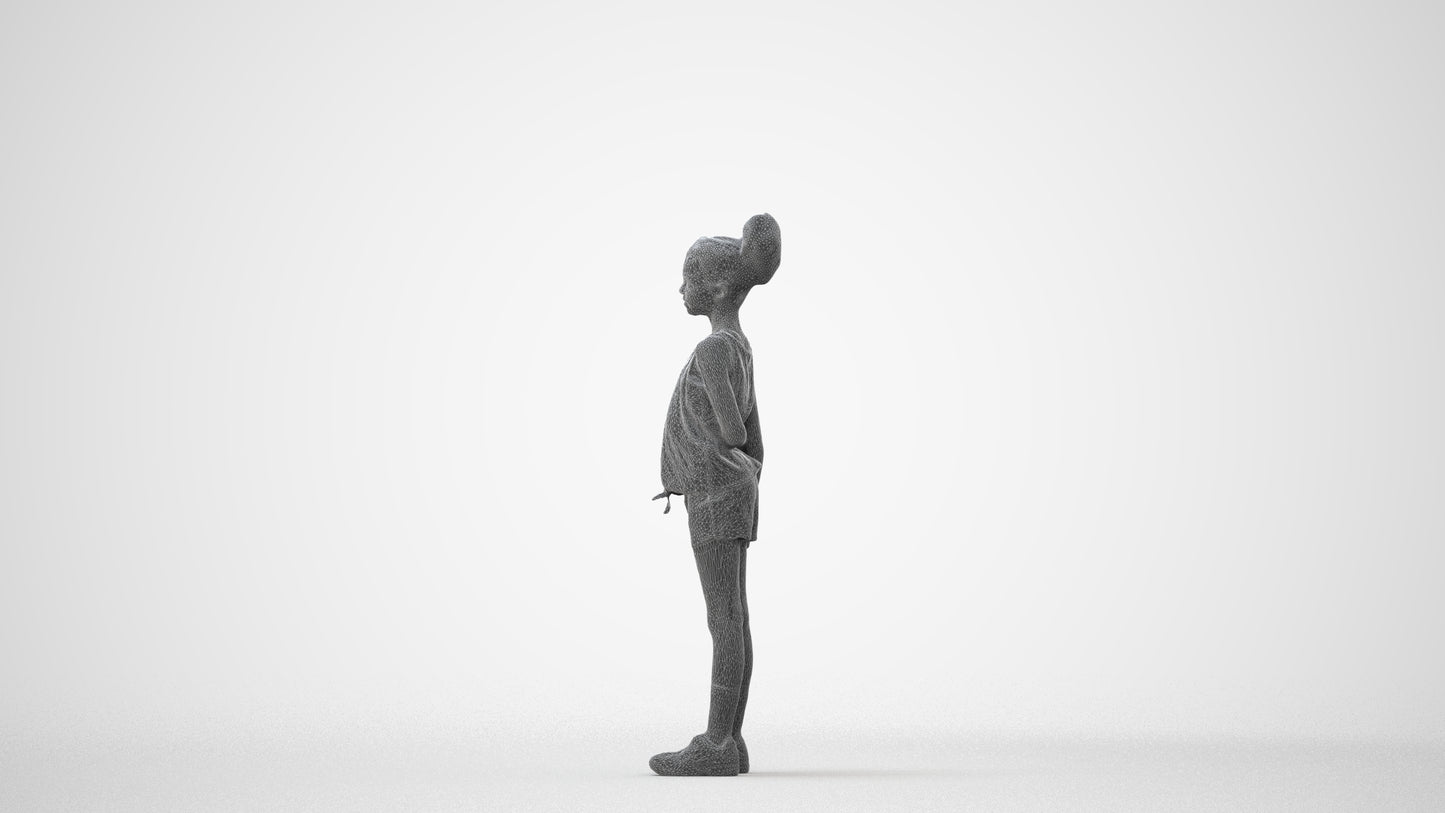 3D human model girl sport kids, photogrammetry scanned person for archviz, square thumbnail