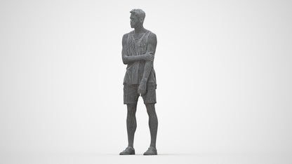 3D human model man casual standing, photogrammetry scanned person for archviz, wireframe back view
