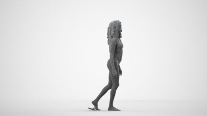 scanned 3D woman pool, photogrammetry people for Enscape and V-Ray, wireframe side view