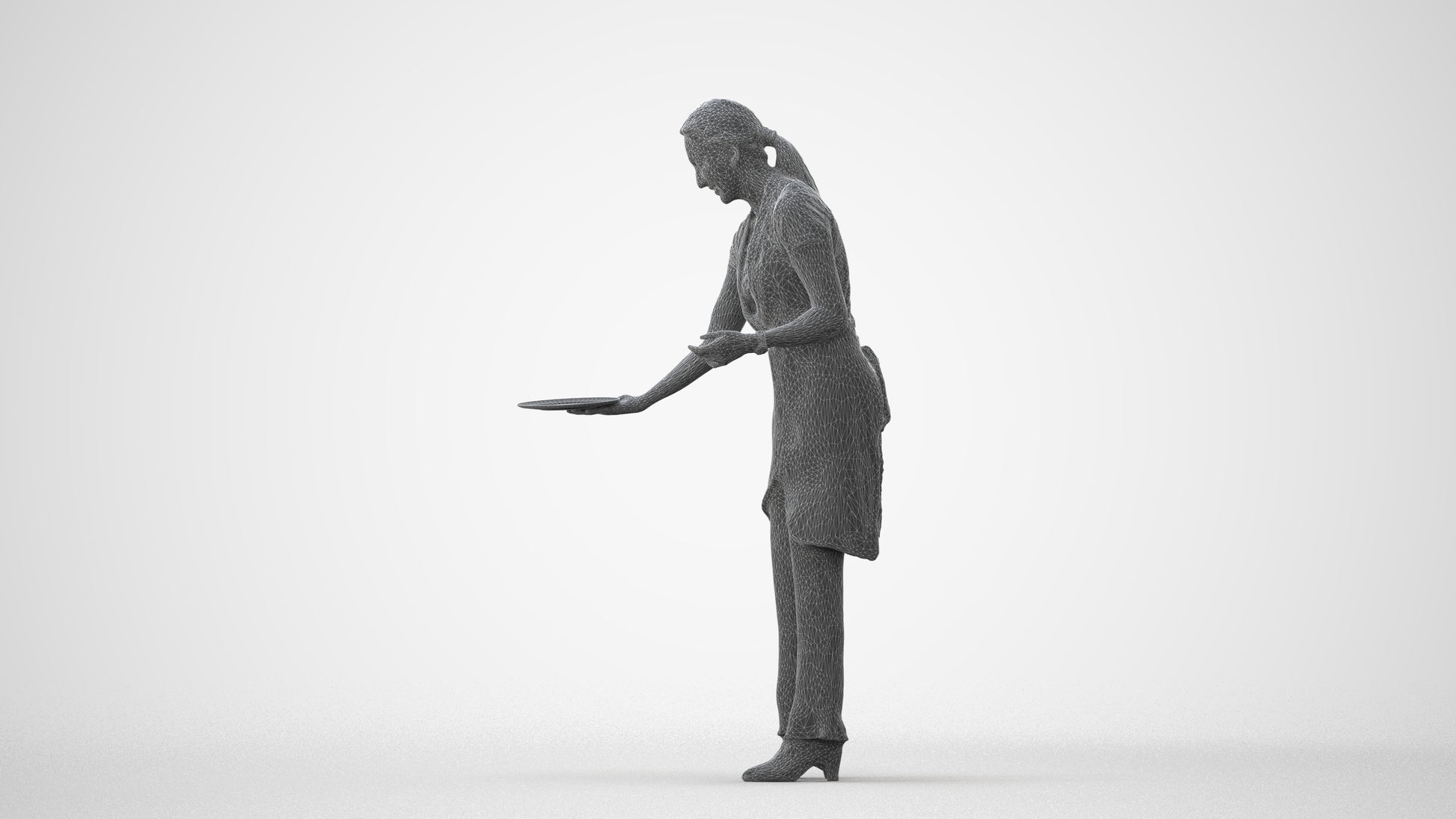 realistic 3D human woman hospitality, archviz people FBX OBJ for Blender, square thumbnail