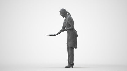 realistic 3D human woman hospitality, archviz people FBX OBJ for Blender, square thumbnail