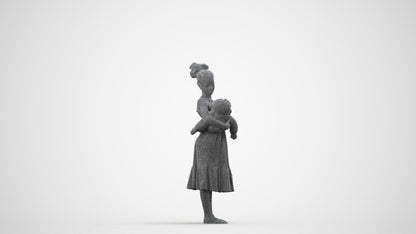 realistic 3D girl casual kids, scanned archviz people for Blender and 3ds Max, wireframe side view