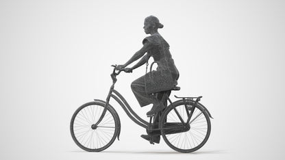 3D scanned woman cycling business, photorealistic archviz people for Enscape and SketchUp, square thumbnail