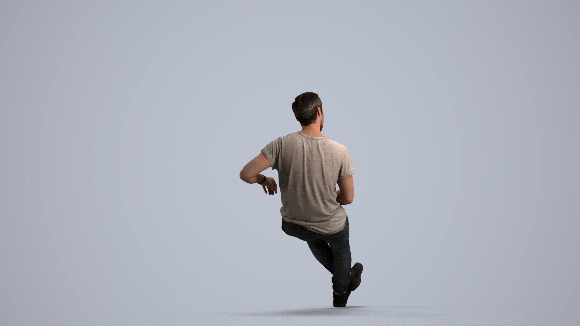 3D people model man casual sitting, scanned human for 3ds Max rendering, front view render