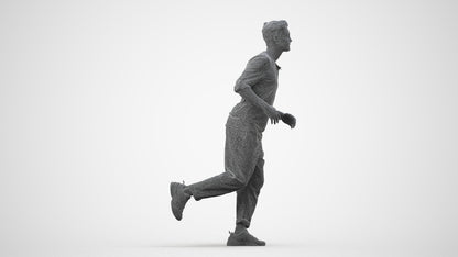scanned 3D man casual sport, photogrammetry people for Enscape and V-Ray, wireframe side view