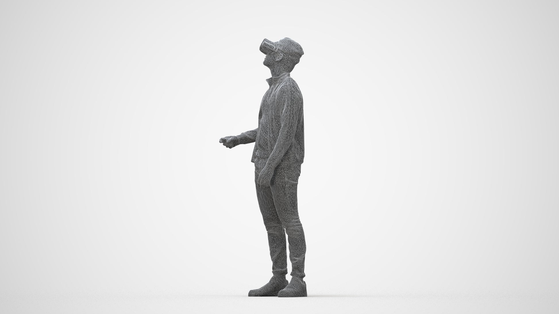 realistic 3D boy casual kids, scanned archviz people for Blender and 3ds Max, wireframe back view
