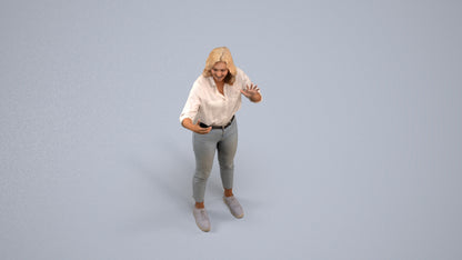 3D scanned woman standing casual, photorealistic archviz people for Enscape and SketchUp, back view render