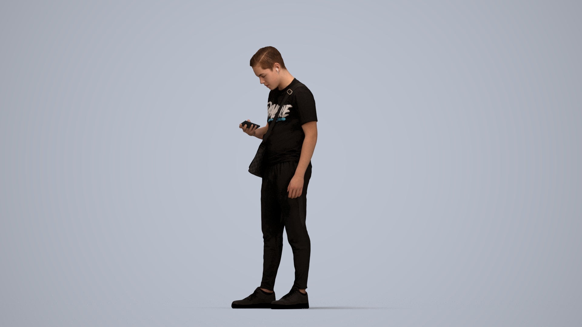 realistic 3D boy casual kids, scanned archviz people for Blender and 3ds Max, top-down view render