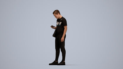 realistic 3D boy casual kids, scanned archviz people for Blender and 3ds Max, top-down view render