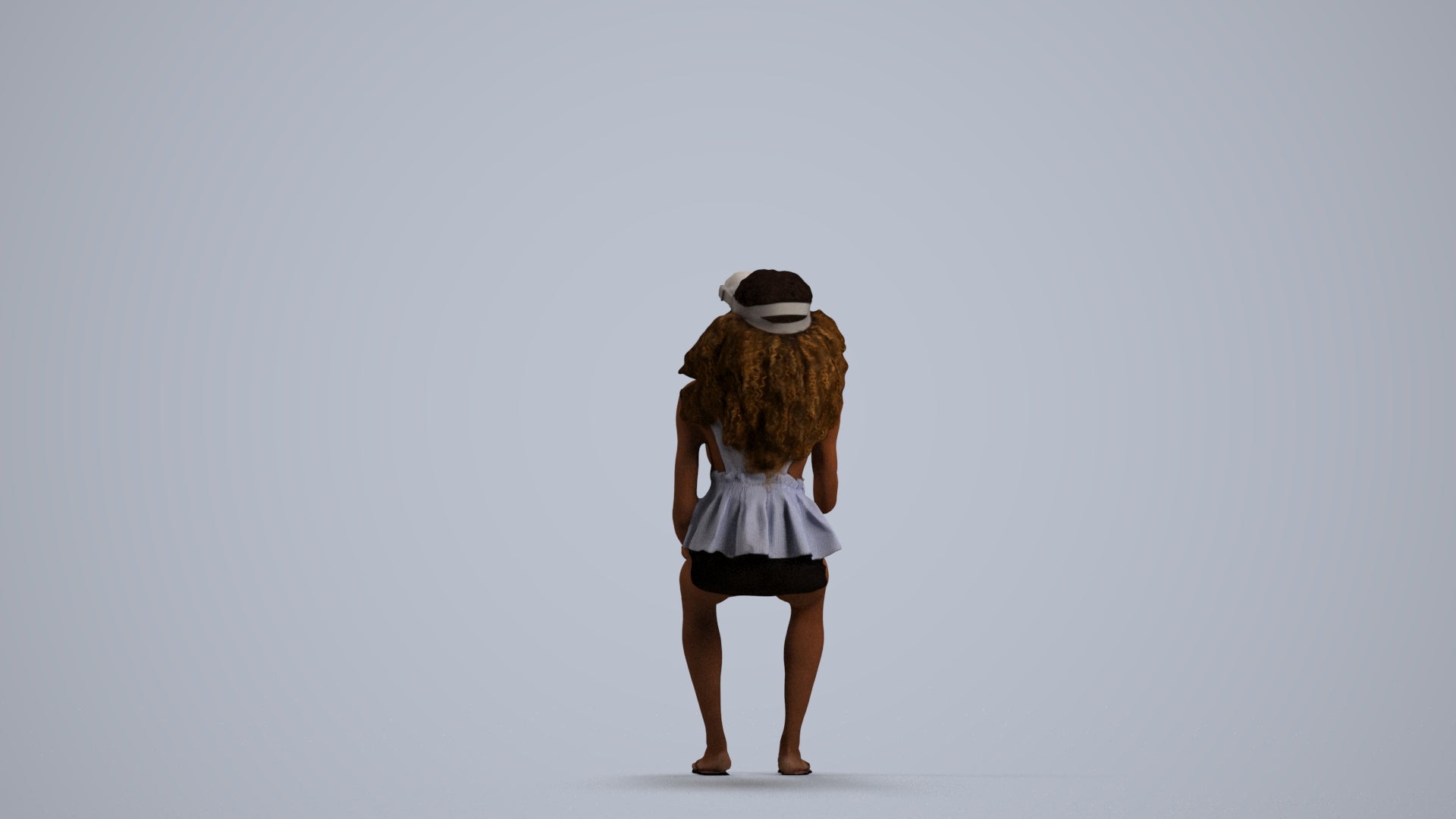 photogrammetry 3D woman casual sitting, realistic human model archviz FBX, front view render
