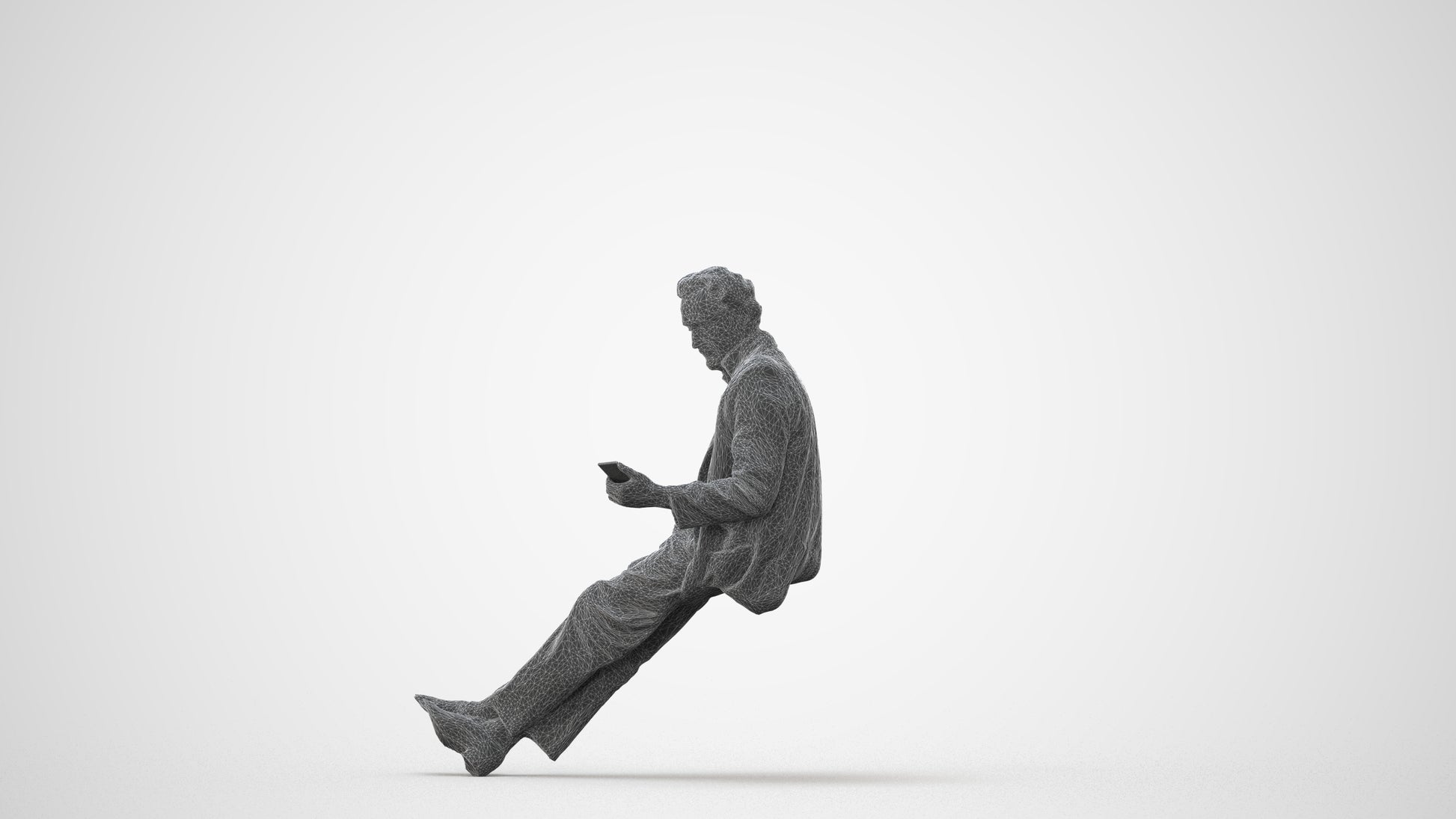 realistic 3D senior man business sitting, scanned archviz people for Blender and 3ds Max, square thumbnail