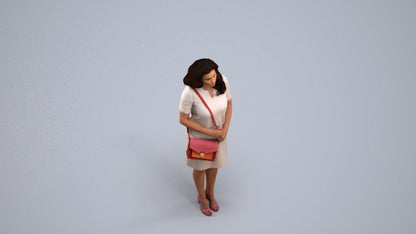 realistic 3D woman business standing, scanned archviz people for Blender and 3ds Max, back view render