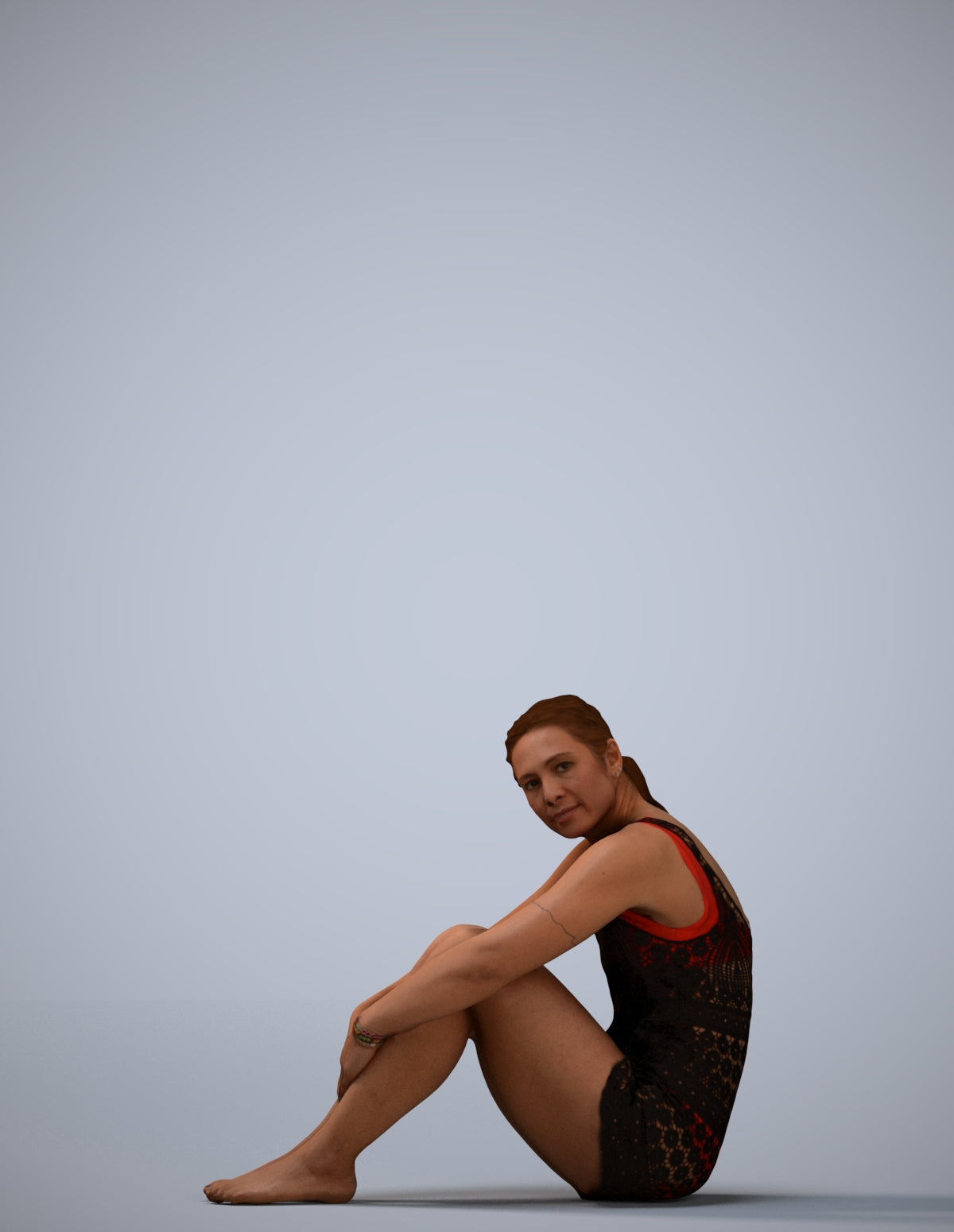 photogrammetry 3D woman sport pool, realistic human model archviz FBX