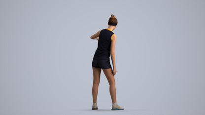 realistic 3D human girl sport, archviz people FBX OBJ for Blender, front view render