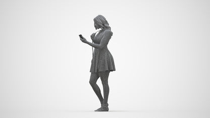 3D people model woman standing, scanned human for 3ds Max rendering, wireframe back view