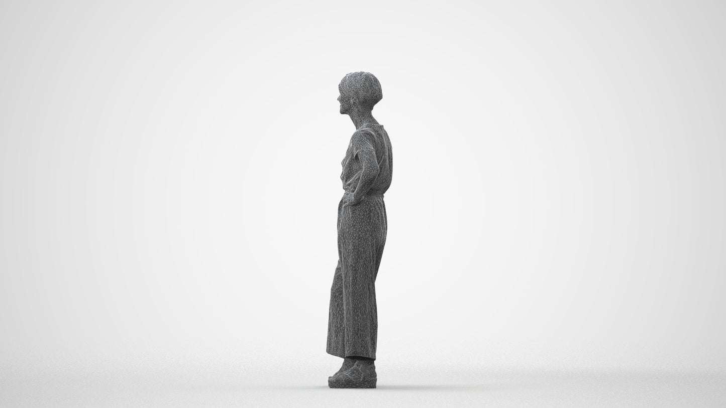 3D people model senior woman casual standing, scanned human for 3ds Max rendering, square thumbnail