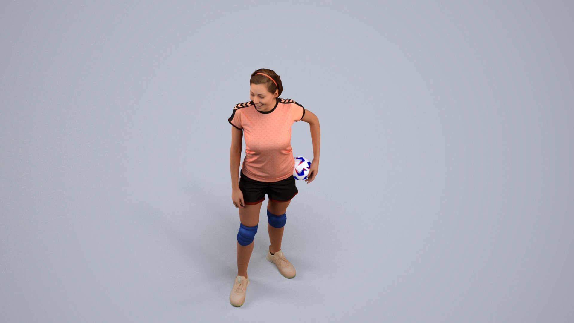 realistic 3D human woman sport, archviz people FBX OBJ for Blender, back view render