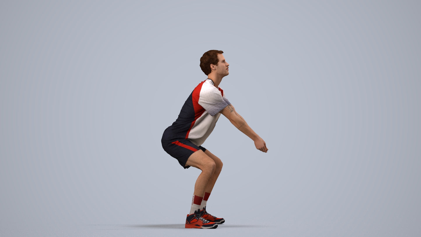3D people model man sport, scanned human for 3ds Max rendering, side view render