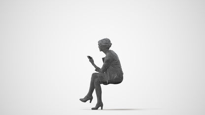 realistic 3D human woman business sitting, archviz people FBX OBJ for Blender, square thumbnail