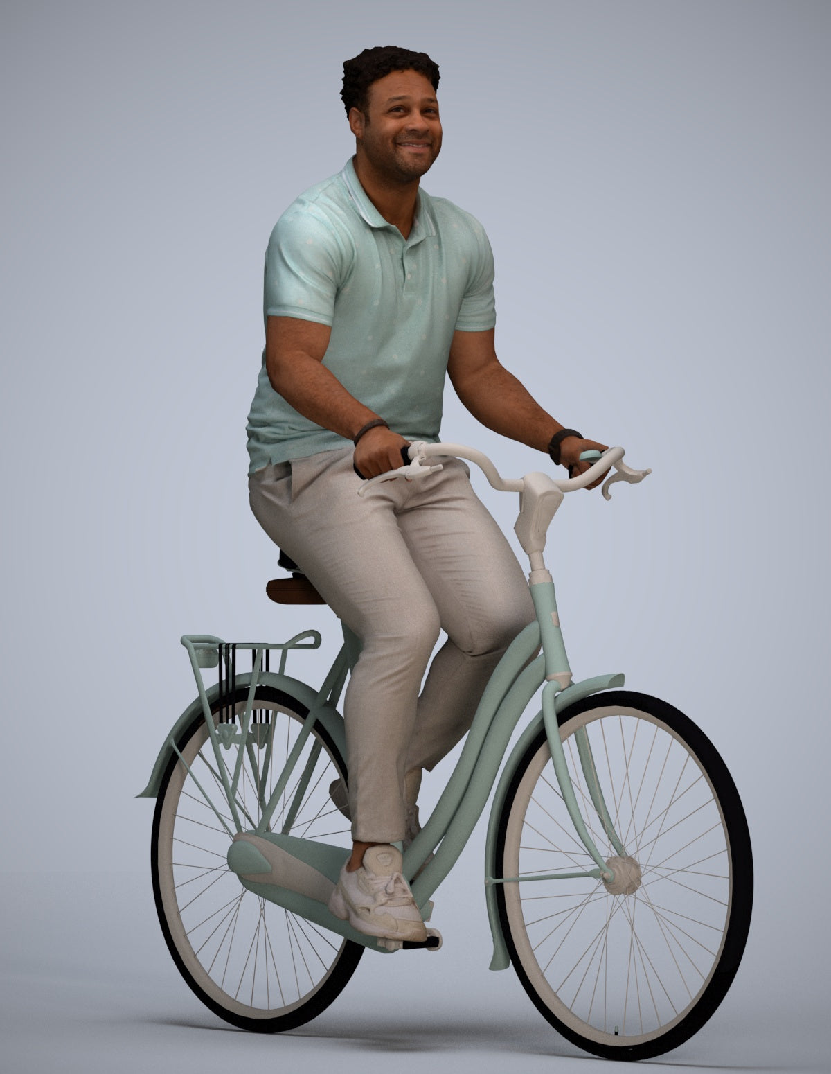 scanned 3D man casual cycling, photogrammetry people for Enscape and V-Ray