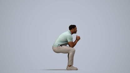 realistic 3D people man casual sitting, render-ready for V-Ray and Corona, FBX OBJ, side view render