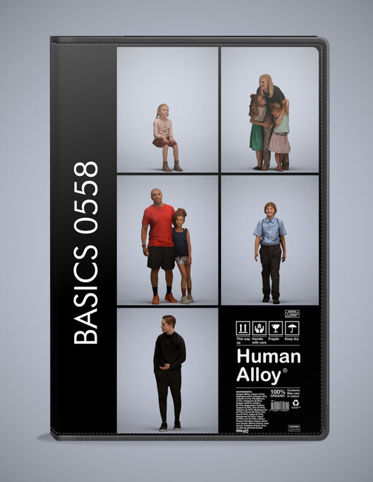 photogrammetry 3D people kids collection, 5 realistic human models archviz FBX