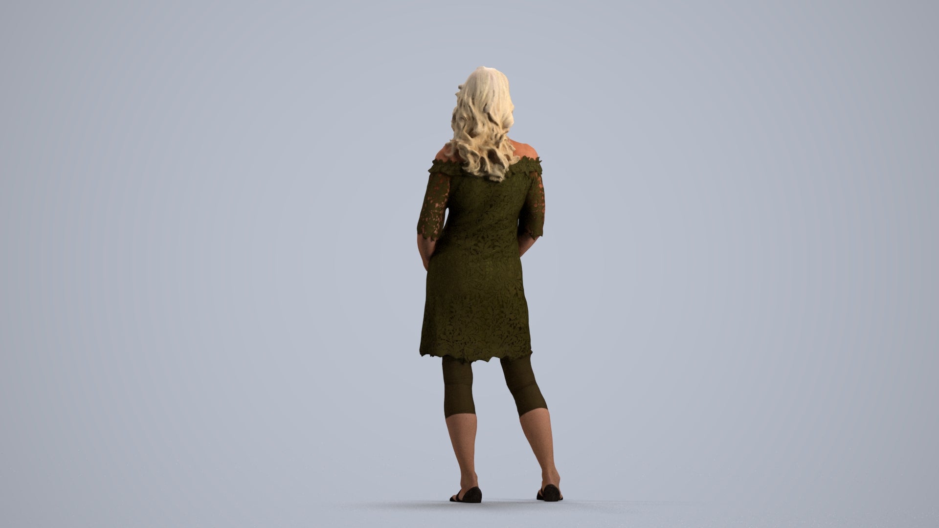 photogrammetry 3D senior woman casual standing, realistic human model archviz FBX, front view render