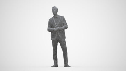 realistic 3D people man formal formalaffairs, render-ready for V-Ray and Corona, FBX OBJ, wireframe back view