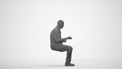 scanned 3D senior man medical, photogrammetry people for Enscape and V-Ray, wireframe side view