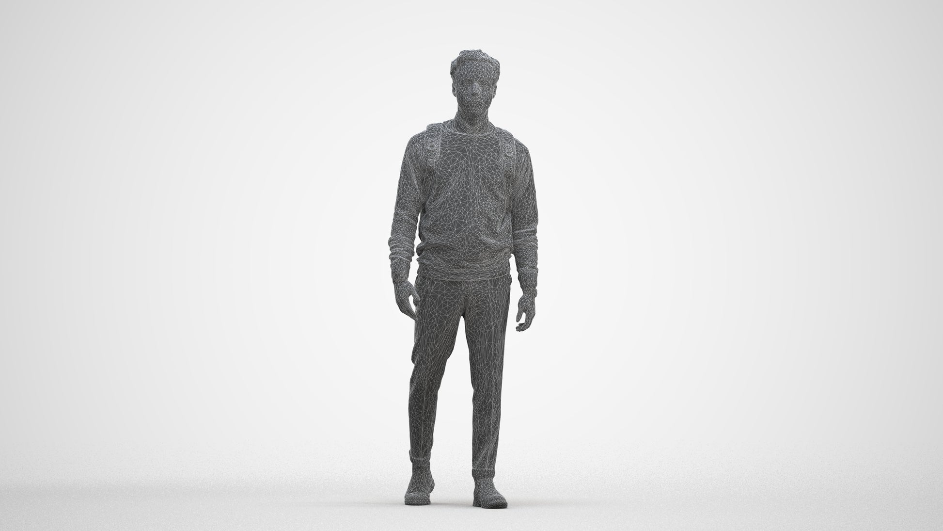 realistic 3D human man casual walking, archviz people FBX OBJ for Blender, three-quarter front view render
