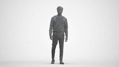 realistic 3D human man casual walking, archviz people FBX OBJ for Blender, three-quarter front view render