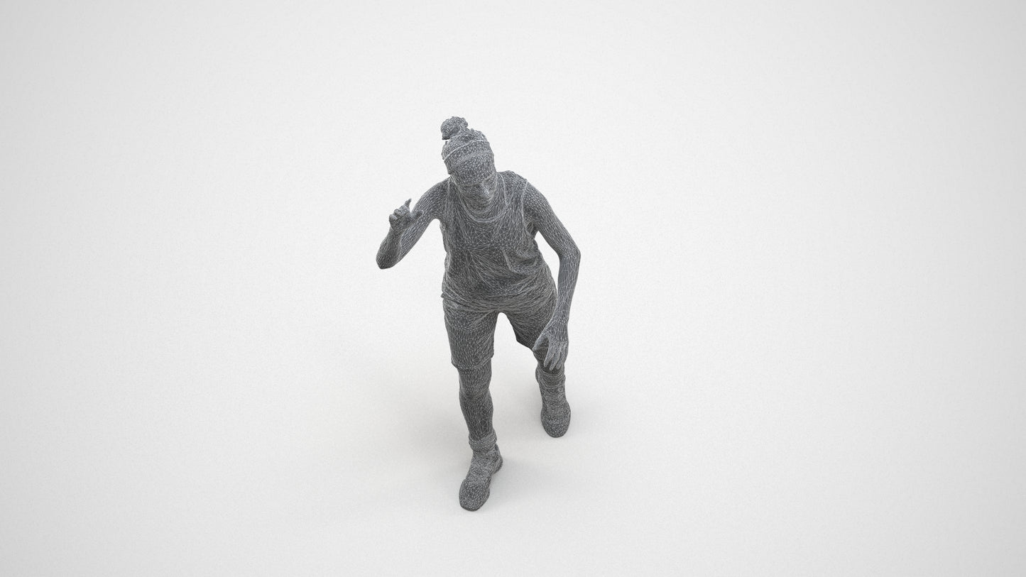 realistic 3D woman sport, scanned archviz people for Blender and 3ds Max, wireframe three-quarter view