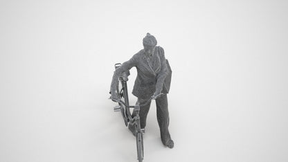 realistic 3D people senior woman business cycling, render-ready for V-Ray and Corona, FBX OBJ, wireframe three-quarter view