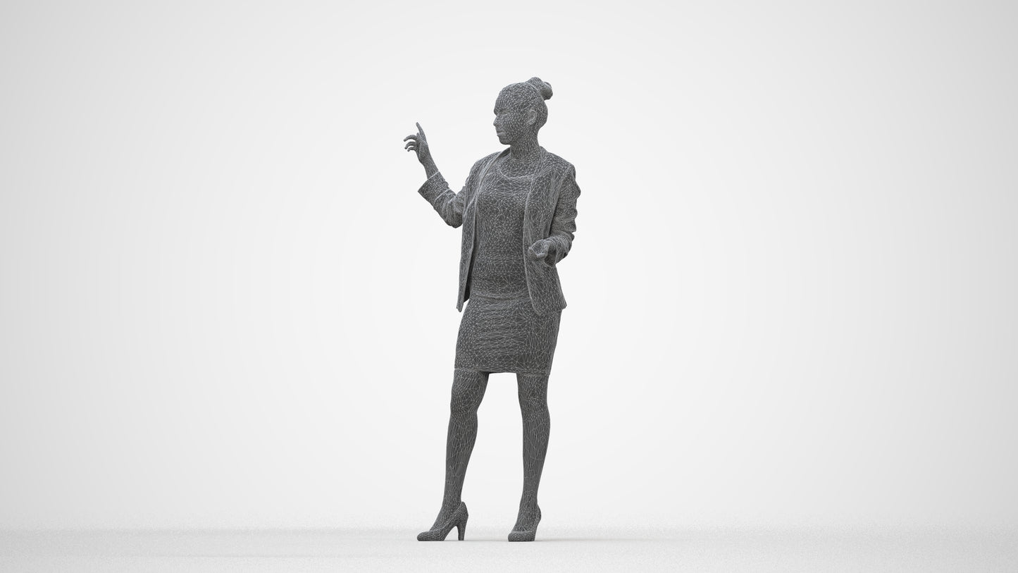 photogrammetry 3D woman business, realistic human model archviz FBX, wireframe back view