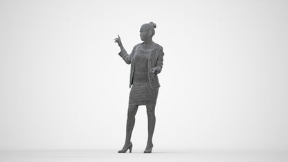 photogrammetry 3D woman business, realistic human model archviz FBX, wireframe back view