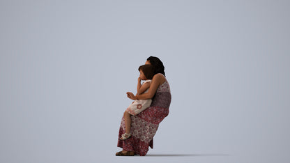 3D human model girl casual kids, photogrammetry scanned person for archviz, three-quarter view render