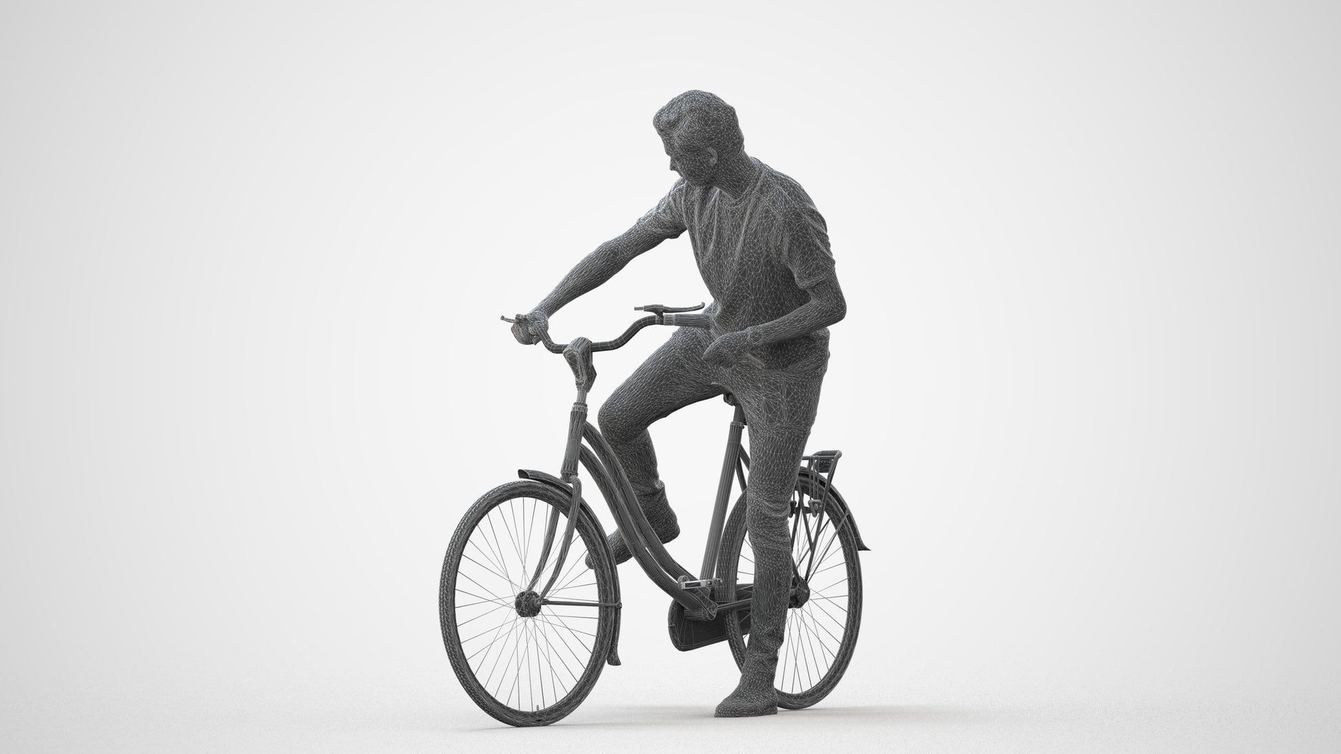 realistic 3D people man casual cycling, render-ready for V-Ray and Corona, FBX OBJ, square thumbnail