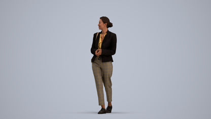 realistic 3D human woman business walking, archviz people FBX OBJ for Blender, standing pose render