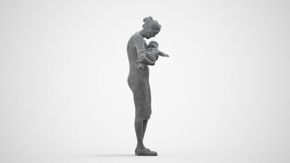 3D human model girl casual kids, photogrammetry scanned person for archviz, wireframe side view