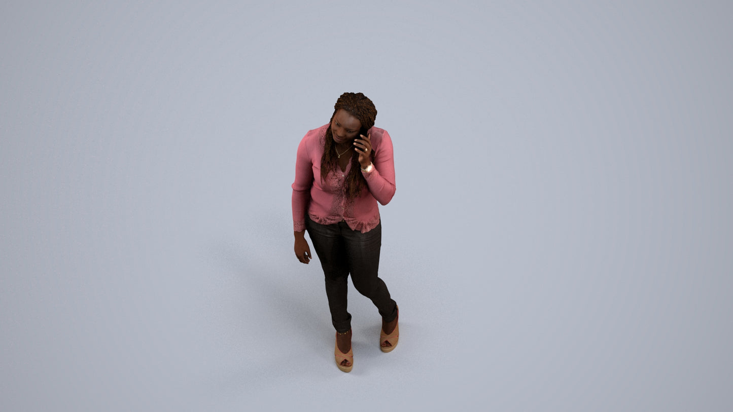 realistic 3D woman casual standing, scanned archviz people for Blender and 3ds Max, back view render