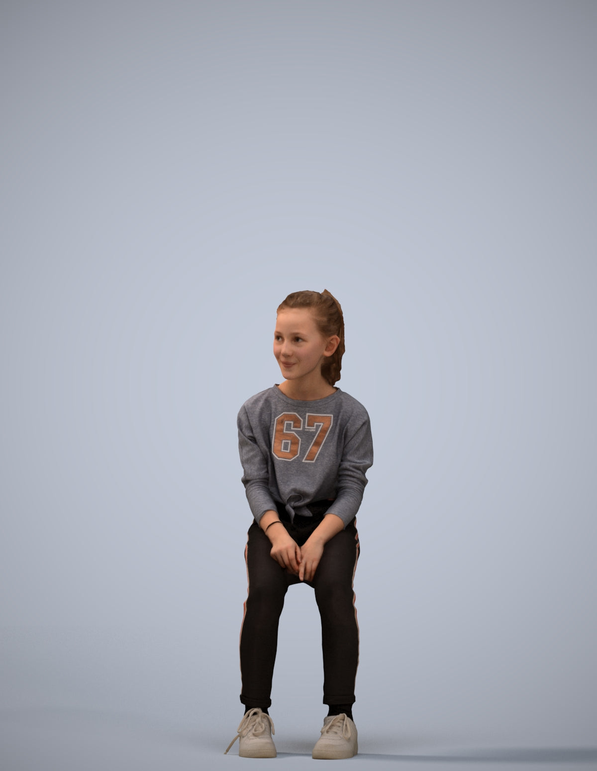 3D human model girl casual kids, photogrammetry scanned person for archviz