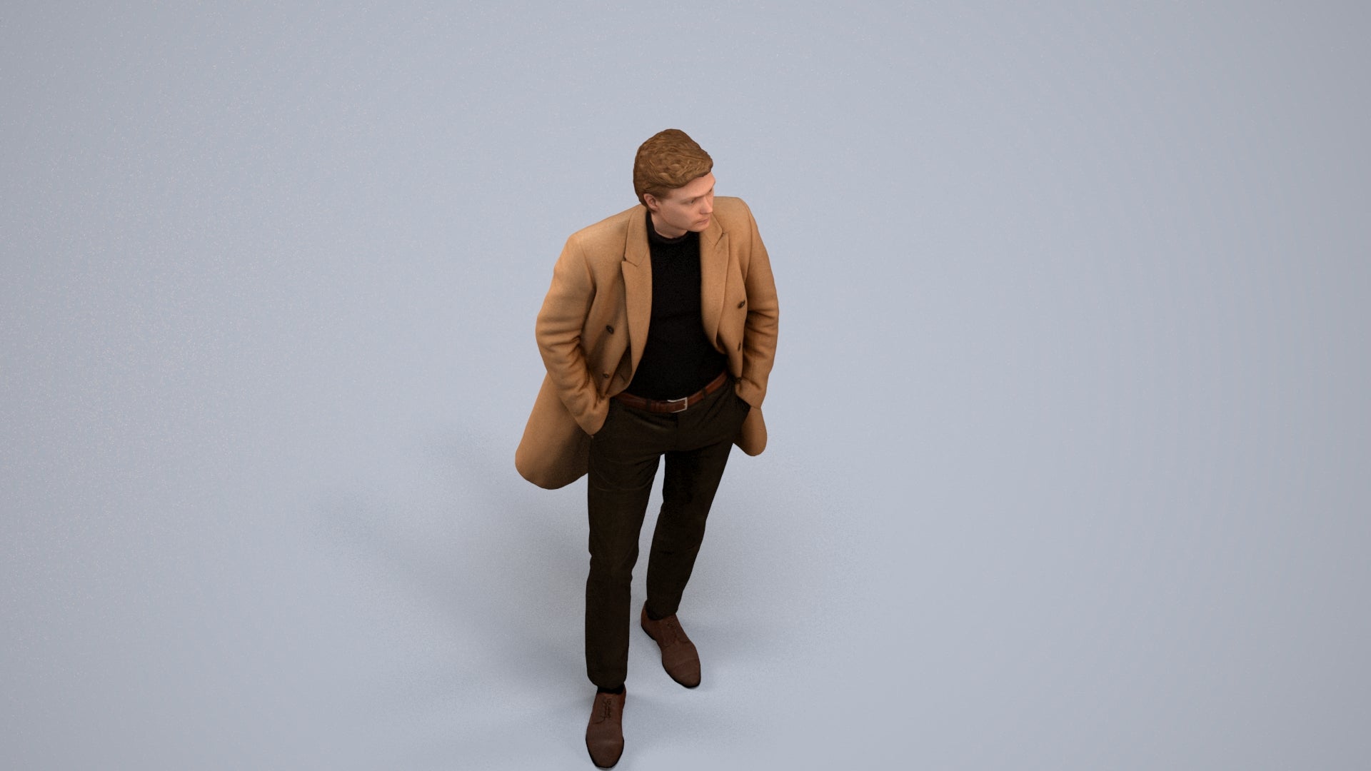 3D scanned man standing business, photorealistic archviz people for Enscape and SketchUp, back view render