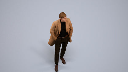 3D scanned man standing business, photorealistic archviz people for Enscape and SketchUp, back view render