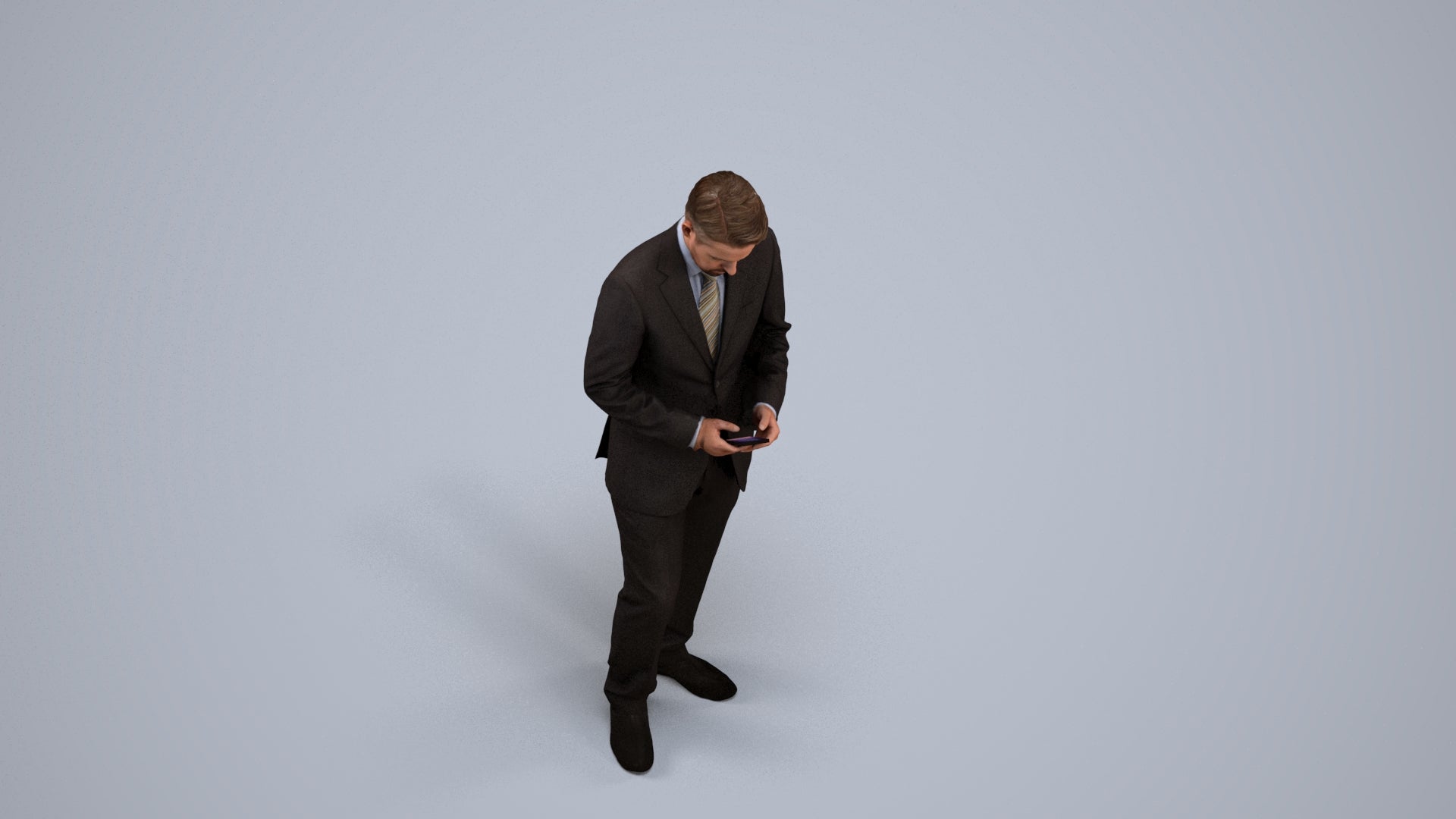 3D people model man business, scanned human for 3ds Max rendering, back view render