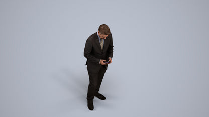 3D people model man business, scanned human for 3ds Max rendering, back view render