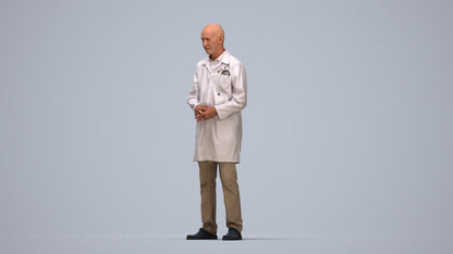 3D scanned senior man medical, photorealistic archviz people for Enscape and SketchUp, top-down view render