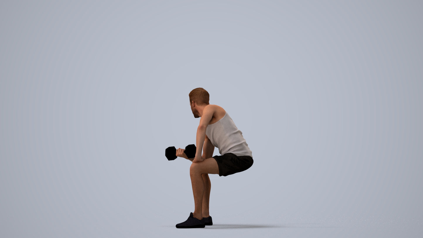 realistic 3D human man sport, archviz people FBX OBJ for Blender, three-quarter view render