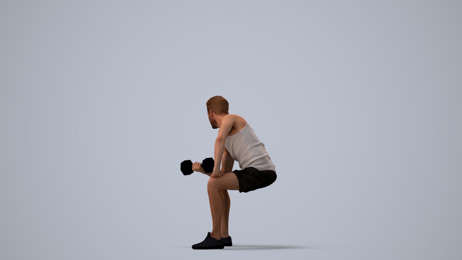 realistic 3D human man sport, archviz people FBX OBJ for Blender, three-quarter view render