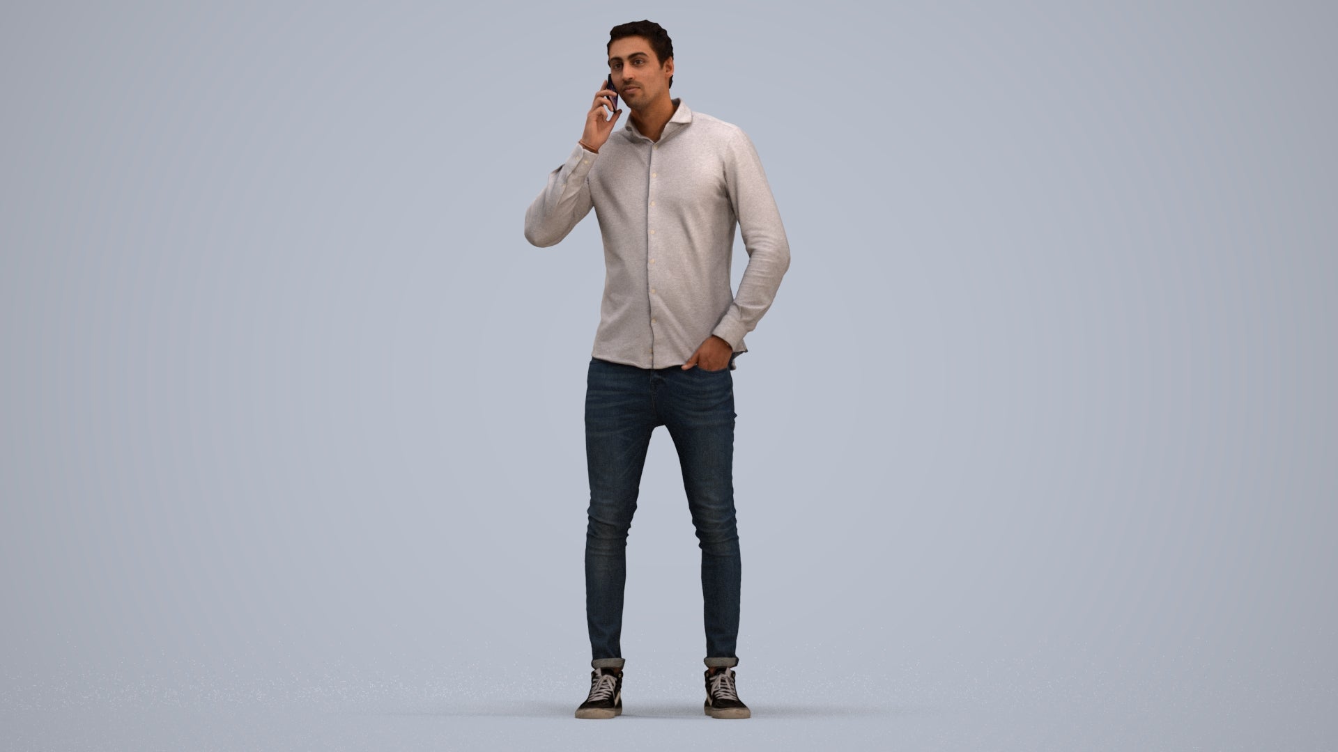 scanned 3D man casual standing, photogrammetry people for Enscape and V-Ray, standing pose render
