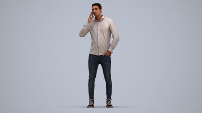 scanned 3D man casual standing, photogrammetry people for Enscape and V-Ray, standing pose render
